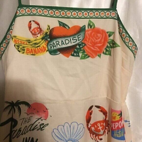 Tropical Summer Paradiso Midi Maxi Strapless Dress XL - Picture 5 of 16